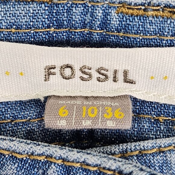 Women's Fossil Blue Denim Skirt Button Front 100% Cotton Size 6 - Picture 6 of 11